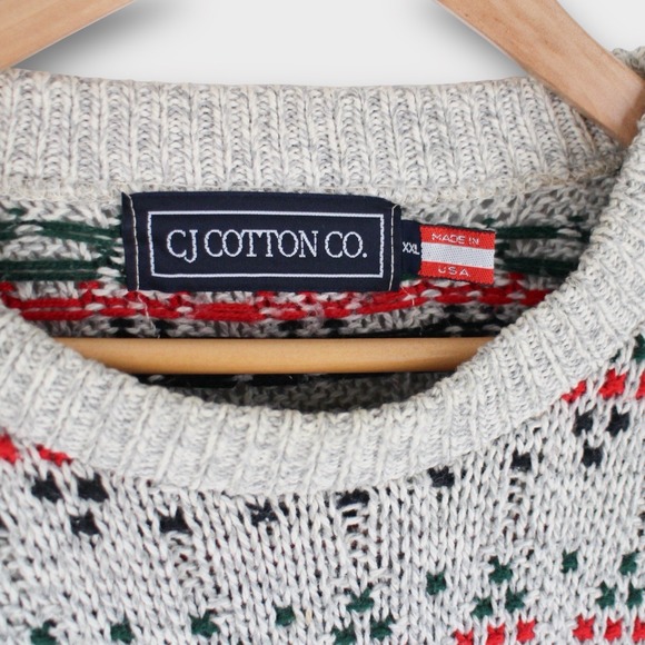 Vintage 90s Fair Isle Chunky Knit Sweater XXL Men's Oversized Winter - Picture 3 of 4